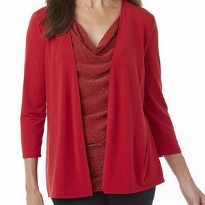 Jaclyn Smith Women's Plus Layered-Look Shimmer Top size  1X NWT